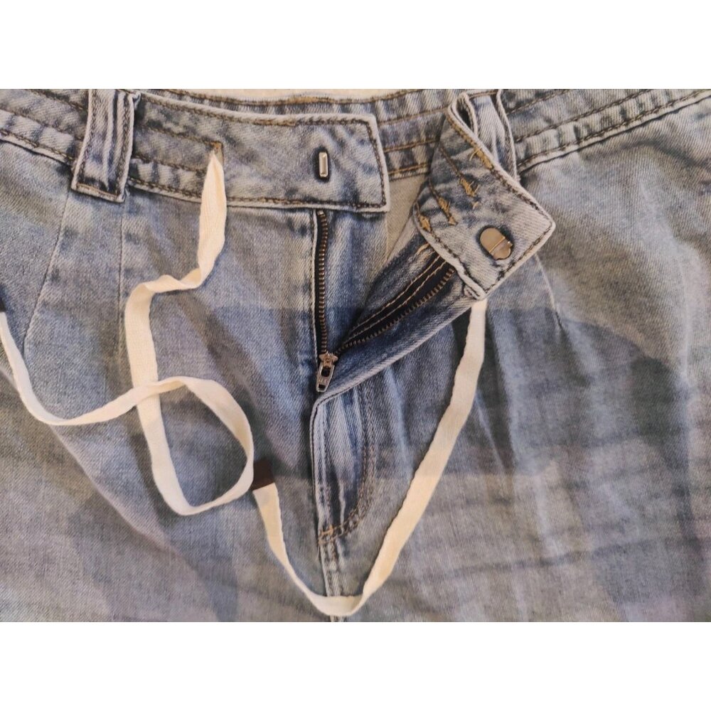 Falls Creek Wide Leg High Rise Cropped Faded Jeans W Waist Tie 16 - Picture 5 of 6